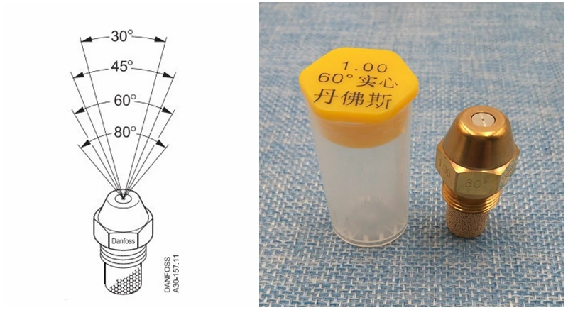 danfoss масляное сопло, 60 градусов твердое полное распылительное сопло для масляной горелки, масляная насадка распылителя, латунная Топливная форсунка