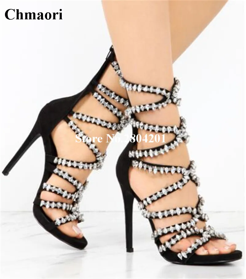 

Crystal Shoes Women Bling Bling Peep Toe Women Sandals Thin High Heels Sandals Rhinestone Wedding Party Dress Women Shoes