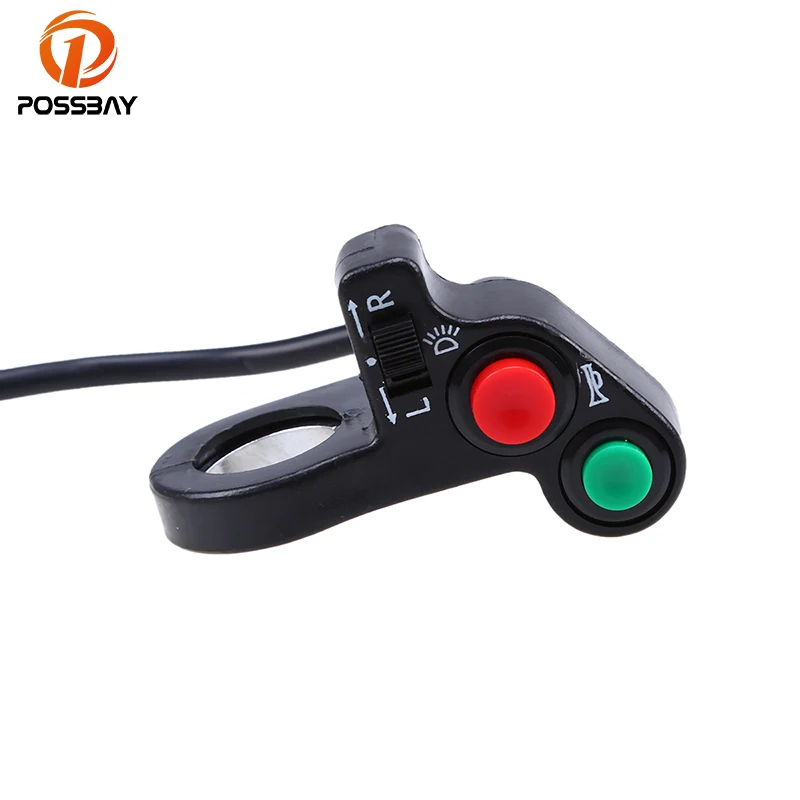 POSSBAY 7/8" E Bike Motorcycle Handlebar Switches Assembly Electric Scooter Dirt Bike Turn