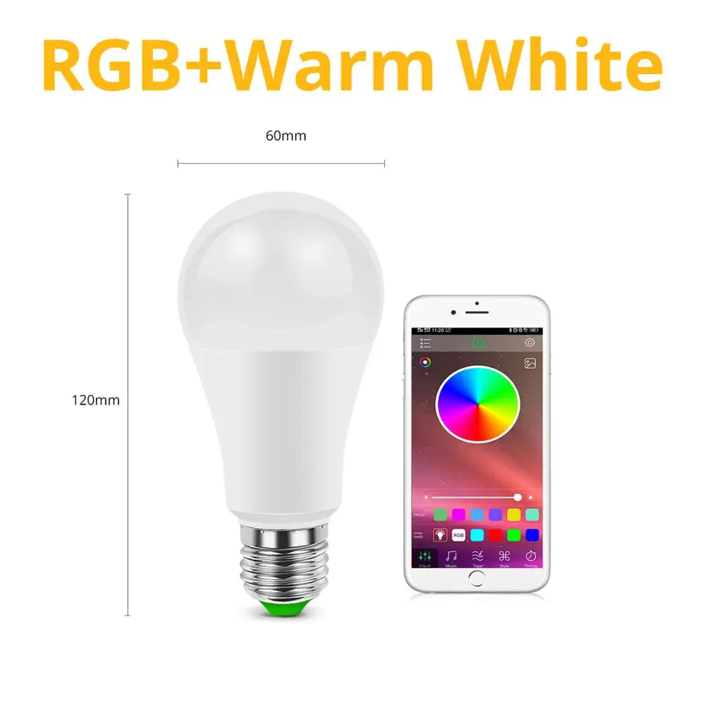 Bluetooth RGBWW Bluetooth 4,0 приложение затемнения светодиодная RGB Лампочка 15 Вт 110 В 220 в беспроводной волшебный светодиодный светильник управление музыкой Умный Дом Освещение E27 до E14 - Испускаемый цвет: Bluetooth RGBWW