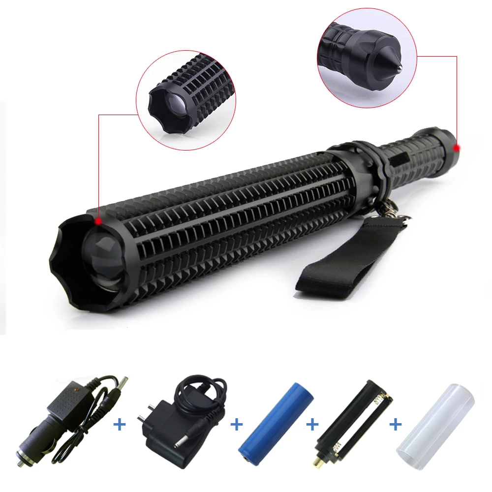 

Adjustable telescopic self defense LED tactical flashlight 18650 OR AAA battery rechargeable T6 3800 lumens baton Torch lanterna