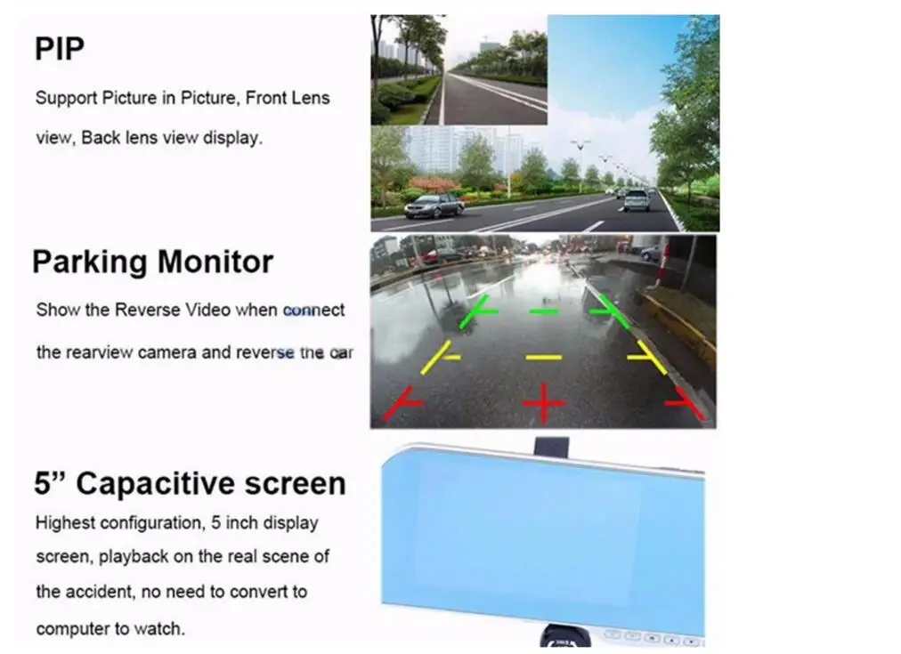 Gps Dash Cam 5,0 ''сенсорный экран регистратор видео регистратор видеокамера 1080p зеркало заднего вида автомобиля DVR камера wifi