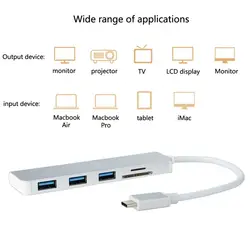 Горячая 5 в 1 концентратор адаптер TYPE-C к USB3.0 + SD + адаптер для MicroSD концентраторы совместимый для MacBook несколько интерфейсов с TF Card Reader