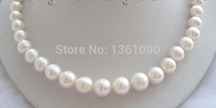 

bjc 000209 Genuine Natural 10-11mm White Round Pearl Necklace Zircon (C0309)