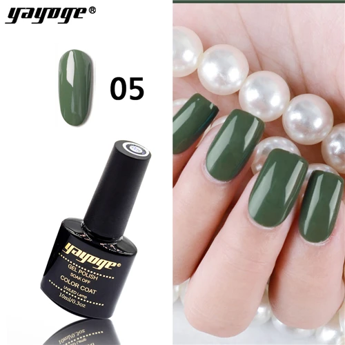 YAYOGE Гель-лак для ногтей, 10 мл, 0,3 унций, 6 цветов, оливково-зеленый, серия, СВЕТОДИОДНЫЙ УФ-Гель-лак, замачиваемый, для маникюра, сделай сам, долговечный - Цвет: Olive green 5