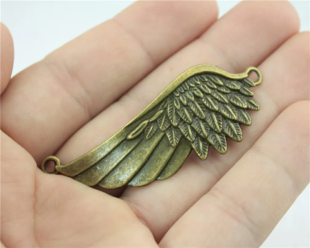 

WYSIWYG 2pcs 60x22mm Vintage Big Wing Connector For Jewelry Making Antique Bronze Color Wing Connector Charms