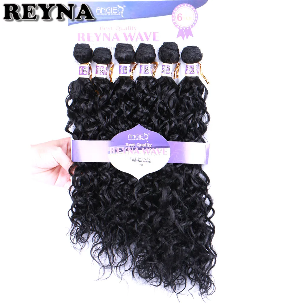 Reyna water wave hair bundle 6 pieces one set Synthetic hair extension tissage fiber hair weaving