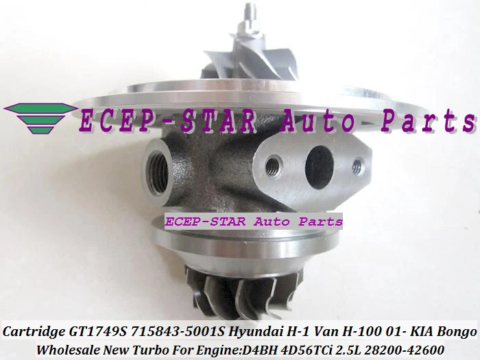 GT1749S 715843-5001S 28200-42600 715843 Turbocharger CHRA Cartridge Core Hyundai H-1 Van H-100 2003- KIA Bongo D4BH 4D56TCi 2.5L (2)