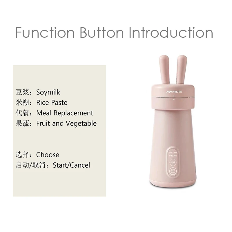 Joyoung Household Mini Soymilk Maker Portable Cute Rabbit Soymilk Machine 1-2 Person Free Filter Fast Food Blender Mixer 300ml