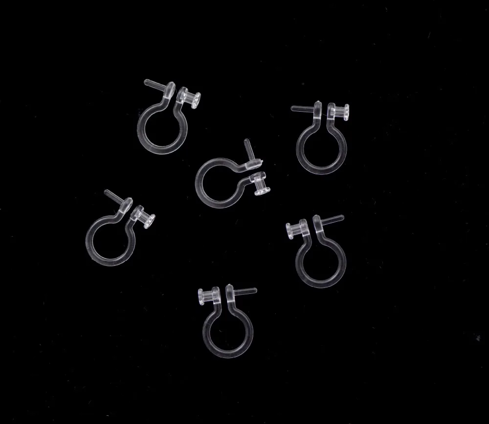 SEA MEW 100PCS Transparent Ear Clip For Jewelry Making Ear Plug Plastic Earrings Accessorie Base Setting DIY Jewelry Component Jewelry Findings