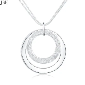 

Silver color exquisite noble luxury charm fashion women lady charms wedding circle Necklace 18 inches Silver jewelry N056