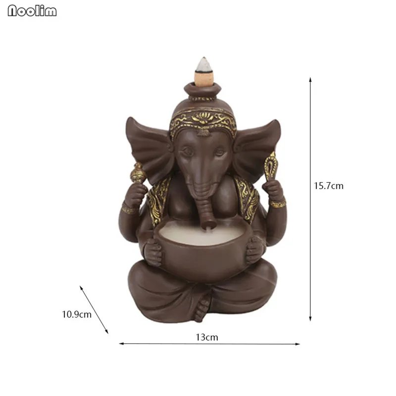 Индийский Бог Ganesha керамический слон курильница для благовоний лампа для ароматерапии держатель Украшения Дома Офиса+ 20 шт пирамидки благовоний