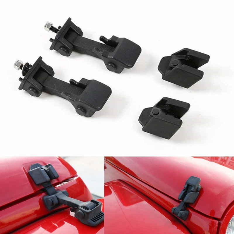 

ABS Car Black Lock Hood Latch Catch Cover Exterior Protect Decoration Accessories for Jeep Wrangler JK JKU Unlimited 2007-2018