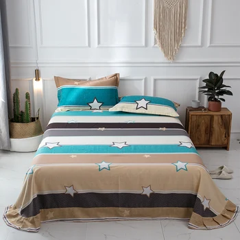 

3Pcs Flat Sheet Ultra Soft King Queen Twin size Bed sheet 100%Cotton Thick Bedding Top Sheet Good Drap Wrinkle Fade Resistant