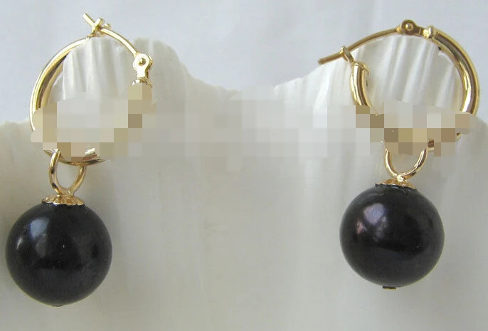 

hot sell new - 1098 black round FW pearl earring