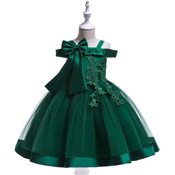 

Off the Shoulder Green Flower Girl Dresses For Wedding Tulle First Communion dresses Appliques Evening Gowns 2019