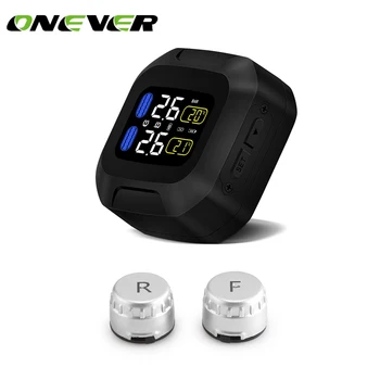 

Onever Wireless Motorcycle Tire Pressure Alarm Monitor System TPMS LCD Display Motor 2 External Sensor Temperature Alarm