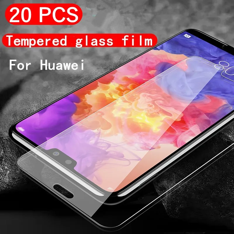 Закаленное стекло 20 шт./лот для Huawei Nova 5 Pro 4 4E 3E 3 3i Y6 Y5 2017 Y9 2018 2019 Y7 Prime