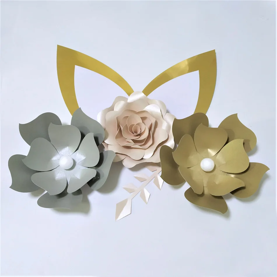 Cardstock Роза сделай сам Легкие бумажные цветы с ушками набор листьев для детской