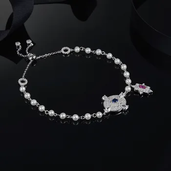 

[MeiBaPJ] European And American 925 Pure Silver AAA Zircon Bracelets Red Stone & Blue Stone & Green Stone 3 Color For Women