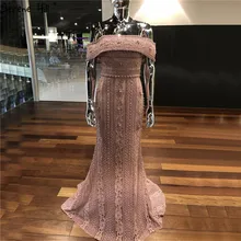 Новейшая "Русалка" элегантное вечернее платье Длинные пикантные рукавов Жемчуг Бисероплетение вечерних платьев Serene Hill LA6013