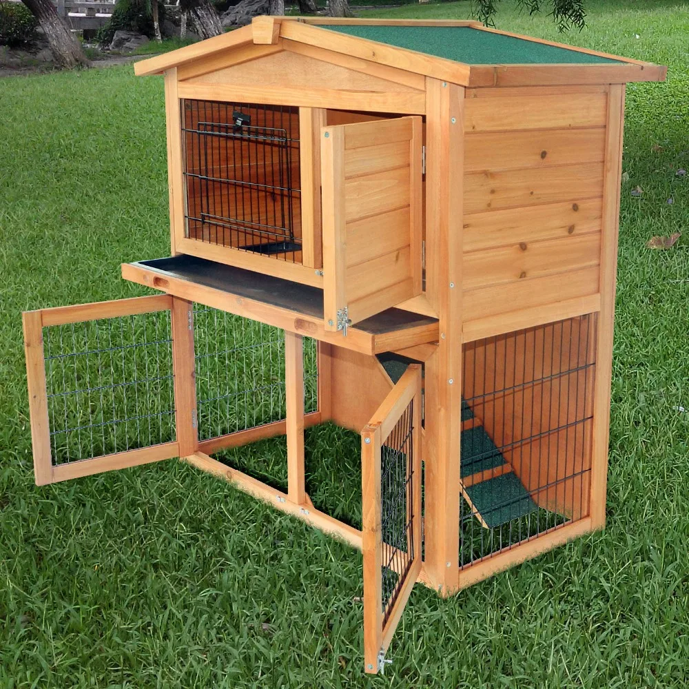 New A Frame Wood Wooden Rabbit Hutch Small Animal House Pet Cage 40