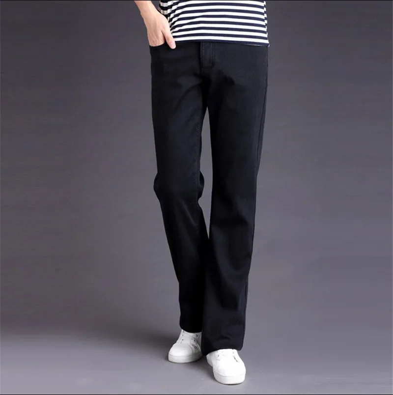 

New arrival Plus velvet men's clothing male boot cut mid waist elastic slim all-match bell-bottom denim jeans