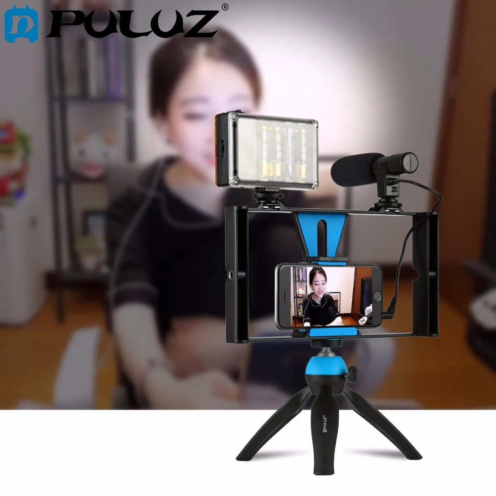 PULUZ Dual Handheld Filmmaking Recording Vlogging Video Rig Case Stabilizer Film Steady Handle Grip Rig for
