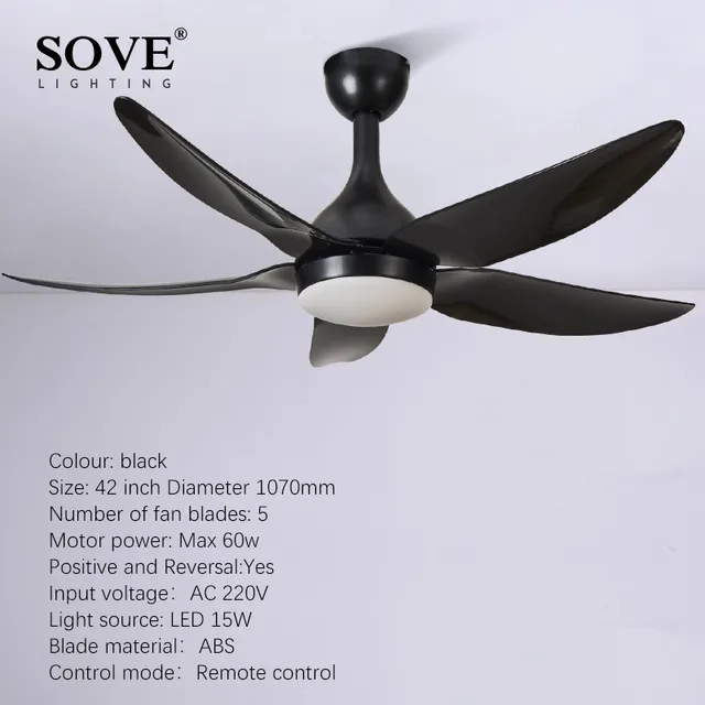 Sove Modern Led Ceiling Light Fan 5 Blade Ceiling Fans With Lights