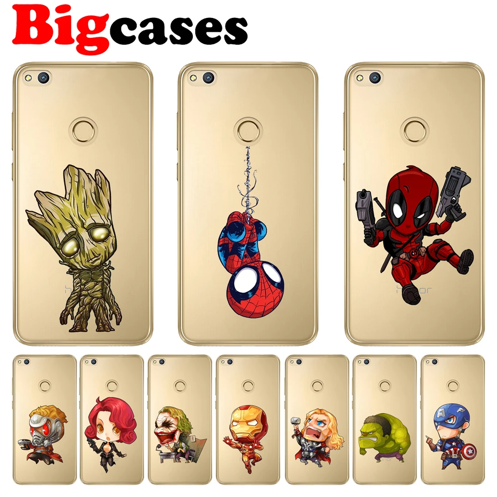 

For Huawei P8 P9 Lite 2017 Case Cover Soft TPU Silicone Funda Cartoon Iron Man Spiderman Deadpool Coque Phone Shell Honor 8 Lite