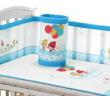 Воздухопроницаемый Сетчатый Бампер для детской кроватки, бампер для детской кроватки, бампер для новорожденной кроватки, вкладыш, комплект для детской кроватки - Цвет: Синий