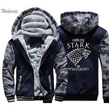 

Game of Thrones Hoodie Coat Men House Stark of Winterfell Hooded Sweatshirt 2020 Winter Fleece Thick Jacket Hip Hop Streetwear