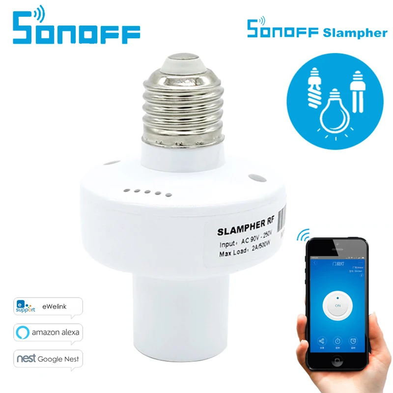 

Remote control ITEAD Sonoff Slampher Led Bulb E27 Holder 433MHz RF Wireless WiFi Light Lamp Socket For Smart Home IOS Android