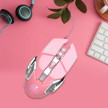 

HobbyLane Fashion Gaming Mouse USB Wired Pink Mouse 3200 DPI Desktop Mouse d18
