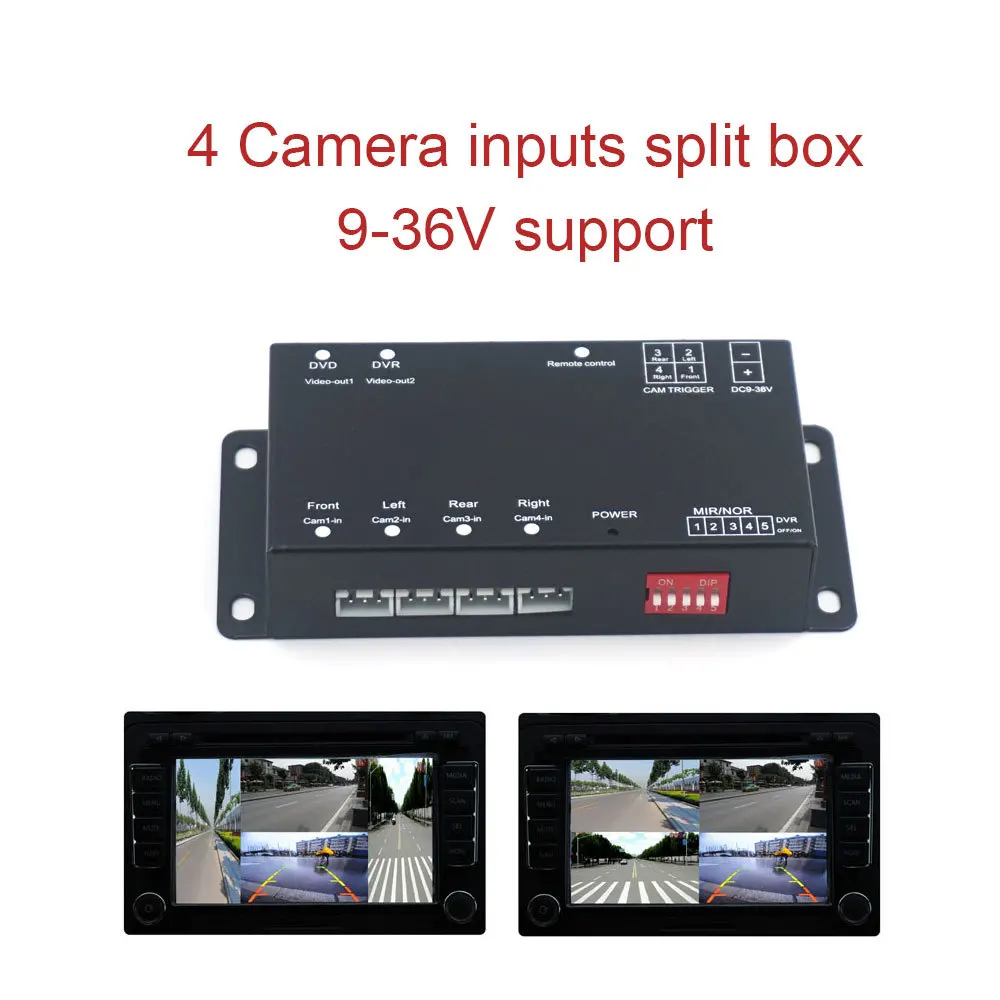 

AZGIANT 4-Way Composite RCA Video Splitter Distribution support car rear front side view 4 cameras control box switch