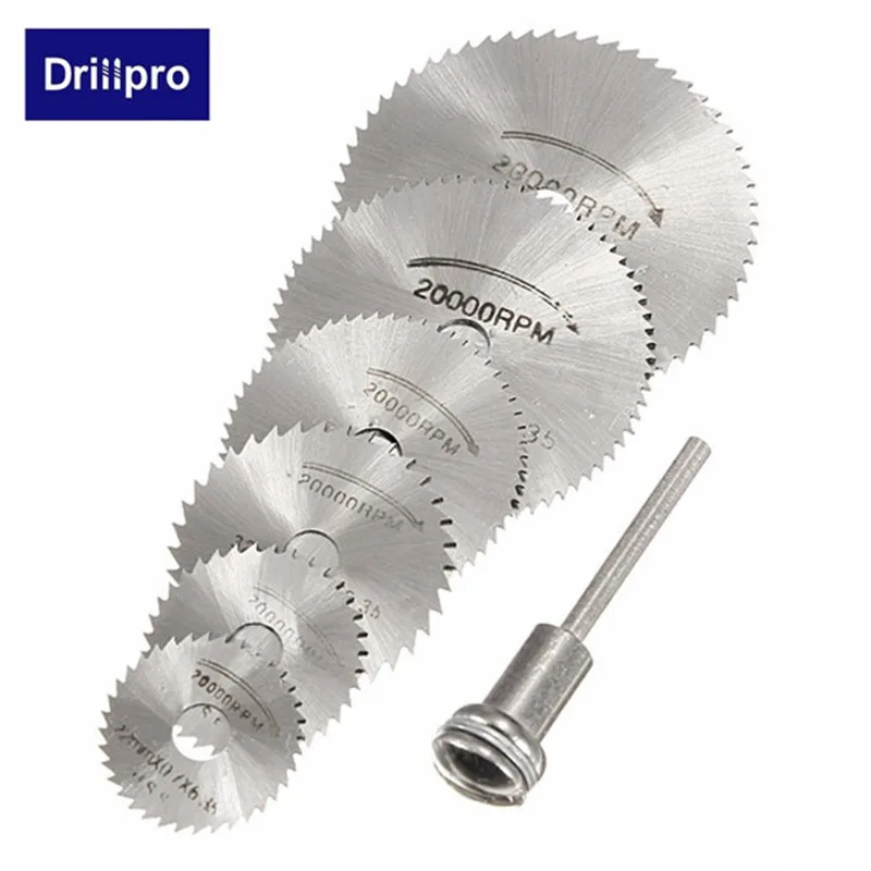 Drillpro 7 шт. быстрорежущие стальные фрезы лезвия циркулярной пилы режущие диски оправы Cutoff резак мощность многофункциональный складывающийся набор инструментов Рождественский подарок