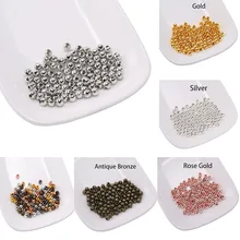 100 шт. металлические бусины гладкие шарики для изготовления ювелирных изделий 3 4 5 6 8 10 мм золото/серебро/бронза/серебро бусины, фурнитура для украшений