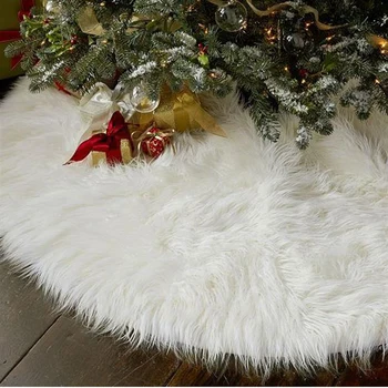 

Creative White Plush Christmas Tree Skirts Fur Carpet Xmas Decoration New Year Home Outdoor Decor Event Party Tree Skirts