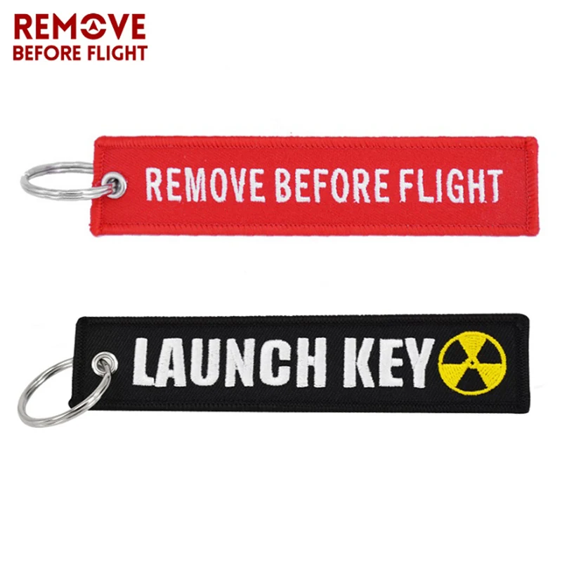 

Remove Before Flight 2PCS Keychain Chaveiro Embroidery Key Ring for Aviation Gifts Luggage Tag Key Rings Fob Car Launch Key