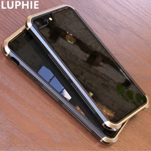 Luphie для iphone 8 Plus чехол Роскошные Жесткий металлический Алюминий прозрачный Стекло задняя крышка для iPhone 6 plus 6S плюс 7 Plus