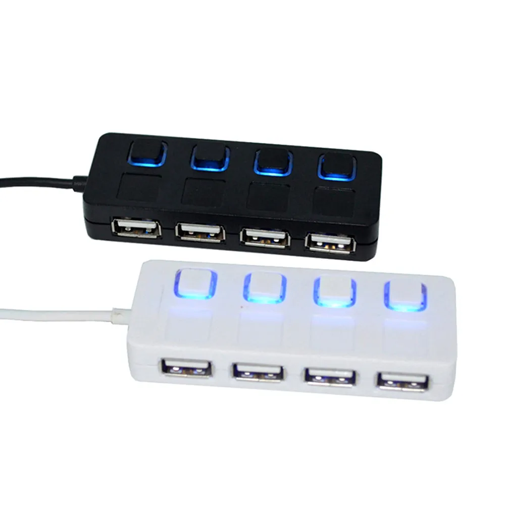 Computer Peripherals USB Hub 4Port USB 2.0 with ON/OFF LED Switch Compact Usb Muti Hub Adapter Expansion Splitter #35