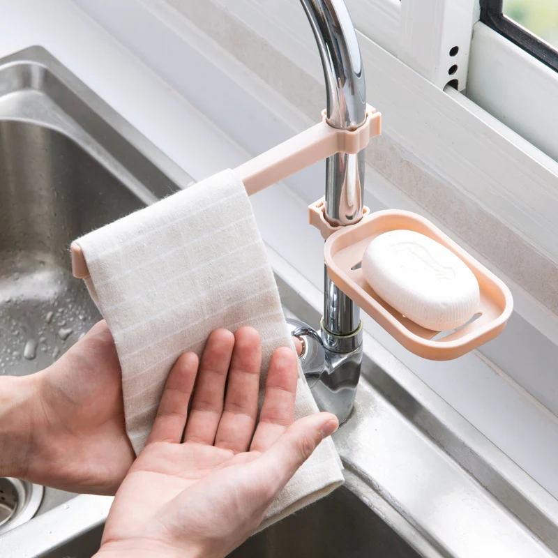 

Creative 2 In 1 Washbasin Hanging Storage Rack Soap Hand Sanitizer Combination Device Adjustable Kitchen Bathroom Storage Rack