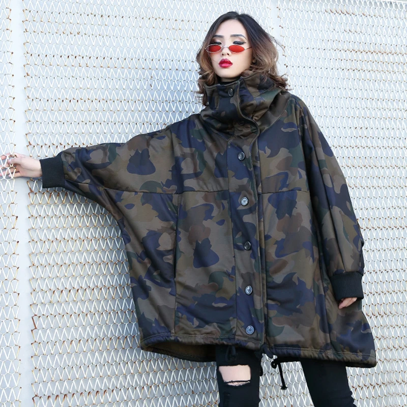 

Thickening Winter Jacket Women Large Size Camouflage Hooded Coat Lining Plus Velvet 2018 New Series Womens Windbreaker Outwear