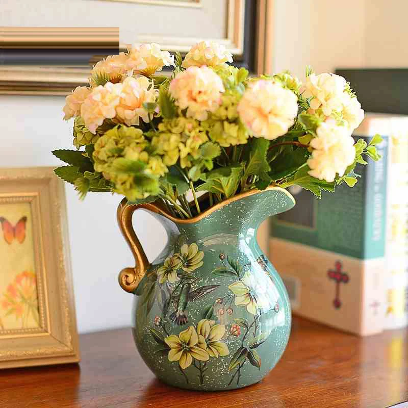 European Pastoral Retro Painted Ceramic Vase Milk Jug Vase American Country Living Room Decoration Flower Arrangement 2