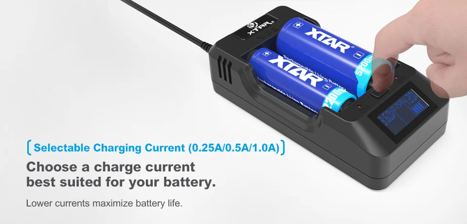 XTAR VP2 18650 Батарея Зарядное устройство ЖК-дисплей Дисплей для батарей Li-Ion(литий-ионных)/LiFePO4 14500 14650 16340 18350 20700 21700 22650 26650+ автомобиля Зарядное устройство