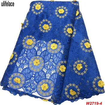 

African cord lace fabric swiss voile lace High Quality Newest guipure lace fabric Embroidered Swiss Royal Blue fabrics W2-719