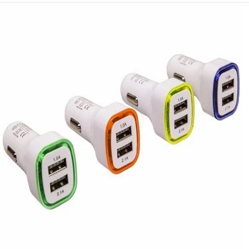 

100pcs Universal LED Lights 5V 2.1A+1A 2ports dual usb car charger Adapter for iphone 5s 6 7 8 for samsung htc blackberry lg