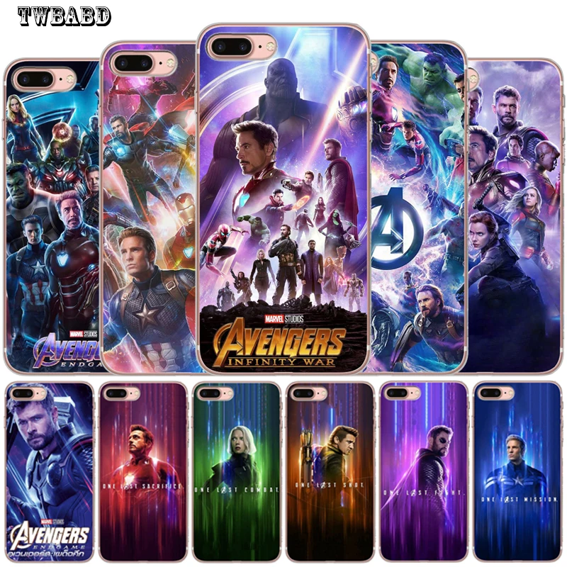 

Avengers Endgame Iron Man Thanos Case For iphone 8 7 X XS Max XR 6 7 8 Plus 5S SE Soft Transparent Phone Case Cover Etui