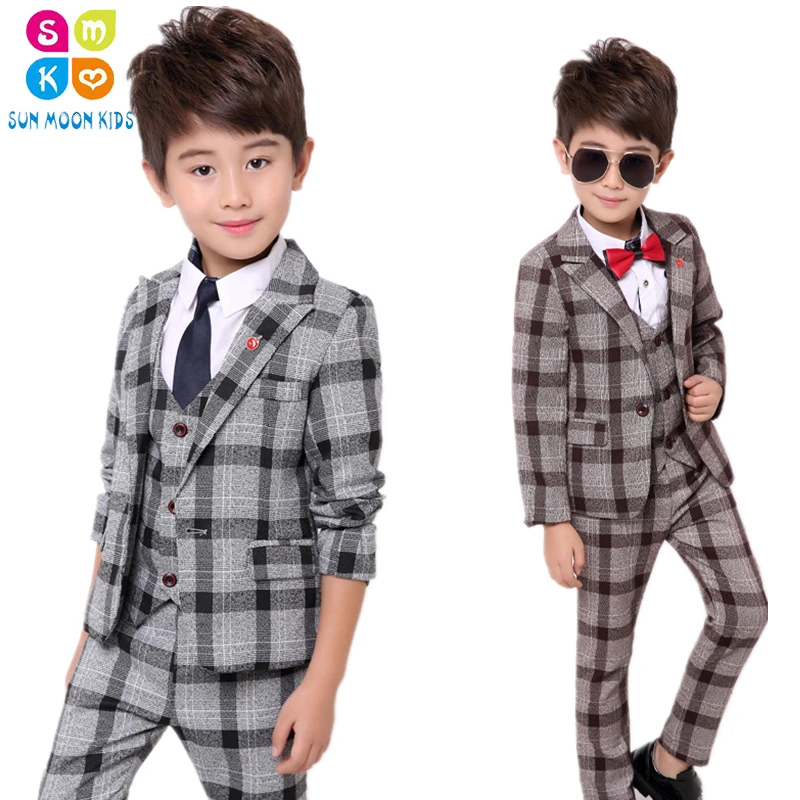

School uniform Dress for boys Formal Tuxedo Suits for Weddings Blazer Vest Pants Kids Gentleman Party Child Clothing Sets B043