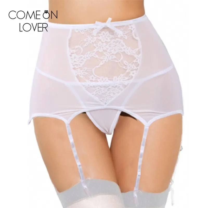 

Comeonlover Sexy garter belt plus size garters for women see through high waist jarretelles sexy suspender belt underwear P5140